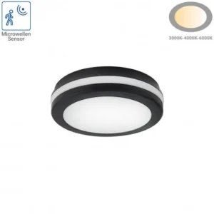 OLE-SVETILKA LED PLAF S SENZ 3000lm 30W CCT ČRNA FI300 IP65 2828